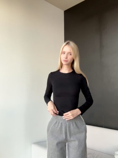 blonde girl small breast tease