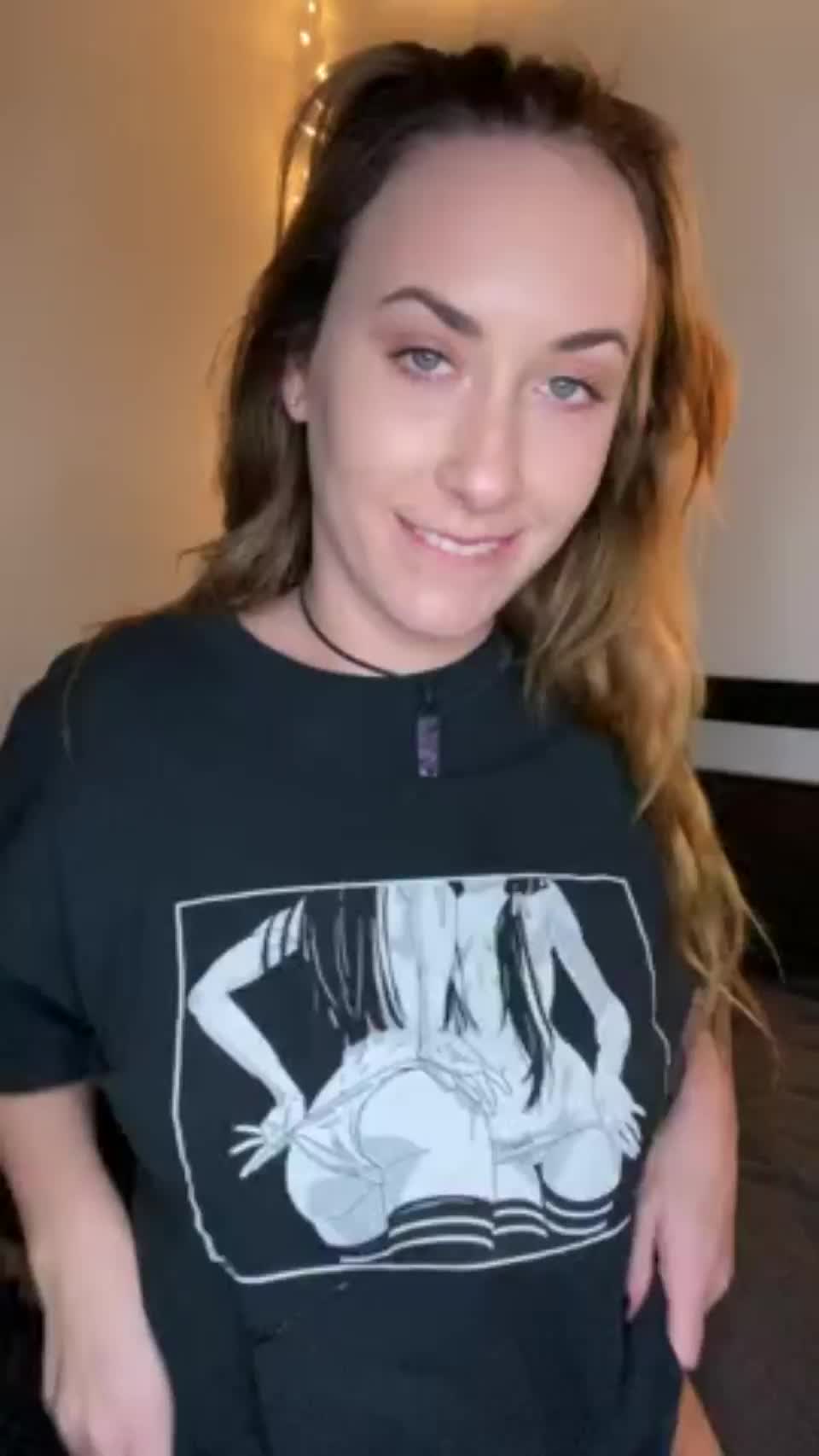 Long-haired slut with wonderful boobs smiling