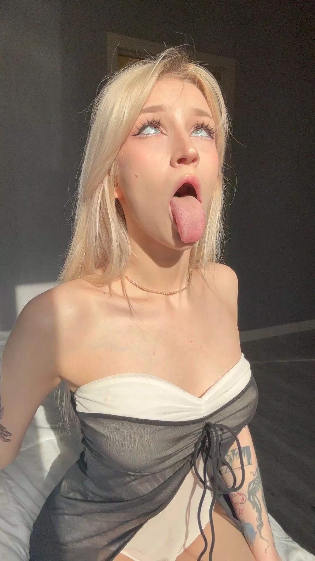 pale girl ahegao face